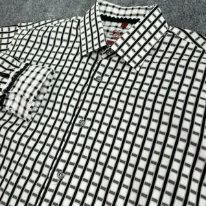 Luchiano Visconti Shirt Men Large Checkered 2 Ply Cotton Long Sleeve Button Down